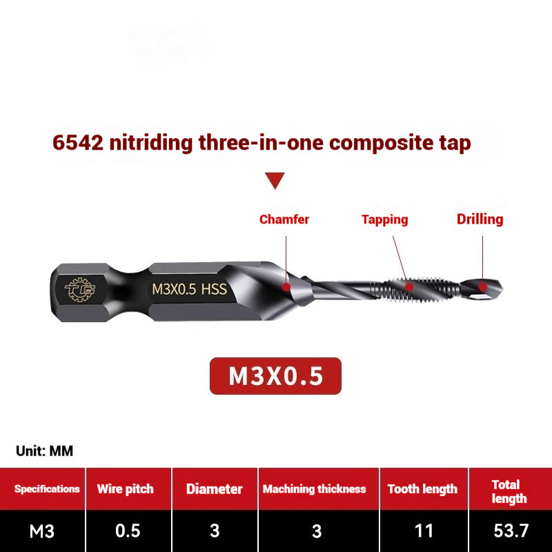 1096-Three in one cobalt composite tap set drilling and tapping one nitriding tap stainless steel tapping tapping drills Shandong Denso Pricision Tools Co.,Ltd.